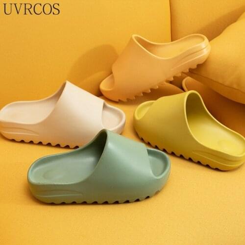 Men and Women Comfortable Soft Slippers Non-slip Bathroom Household Shoes Flat EVA Thick-soled Slippers Serrated Female Sandals