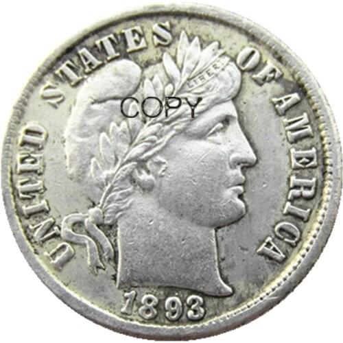 US Barber Dime 1893 P/S/O Silver Plated Copy Coins