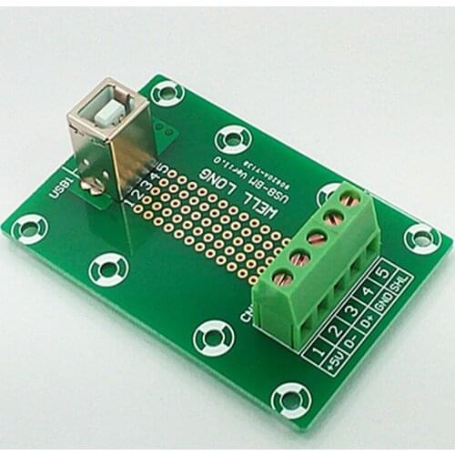 USB Type B Female Vertical Jack Breakout Board