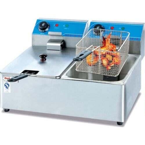 YUNLINLI Desktop Electric Fryer Double-cylinder French Fries Fryer Commercial Hotel Kitchen Equipment Stainless Steel DF-8L-2