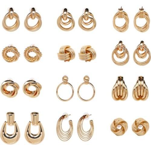 JURAN Irregular Gold Color Metal Drop Earrings Fashion Punk Statement Earrings Women Dangle Earrings Party Vintage Jewelry Gift