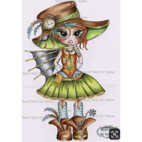 10x8 Green dress girl Transparent Clear Rubber Stamp Sheet Cling Scrapbooking Photo Album PaperCard DIY Craft