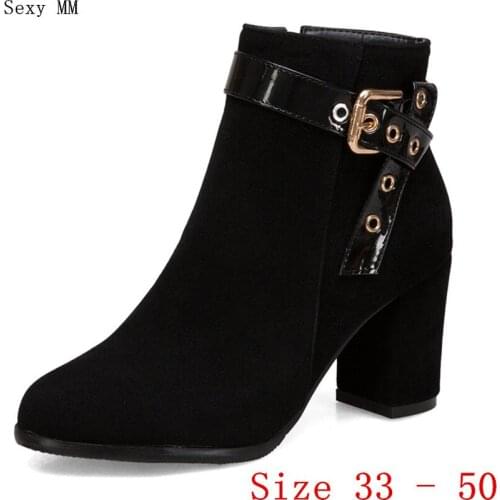 Spring Autumn High Heels Women Ankle Boots Woman Short Boots High Heel Shoes Plus Size 33 - 40 41 42 43 44 45 46 47 48 49 50