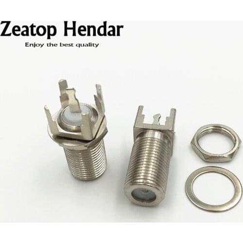 10Pcs Brass F Thru Hole Female Jack to 4 Legged PCB Mount Solder Post Straight RF Coaxial Adapter Connector