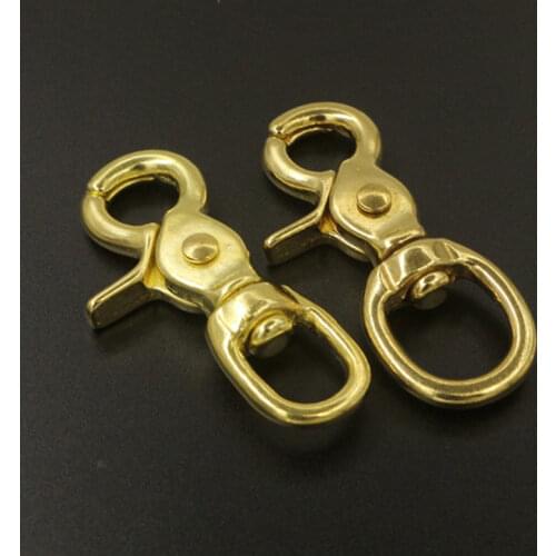 2pcs Brass Swivel Eye Snap Hook Lobster Claw Trigger Clasp Fob Clip for Leather Craft Bag Strap Belt Pet Rope Keychain