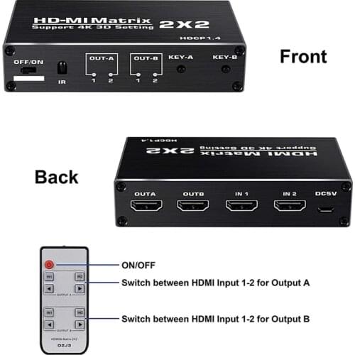 3d HDMI Switcher HDMI-compatible Matrix Switch 2x2 Adapter 1080P 4K Switcher 2 in 2 Out for PS4/3 TV Box