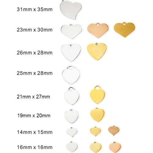 5pcs/Lot Stainless Steel Heart Shaped Charms Pendants for DIY Jewelry Making Necklace Bracelet Keychain