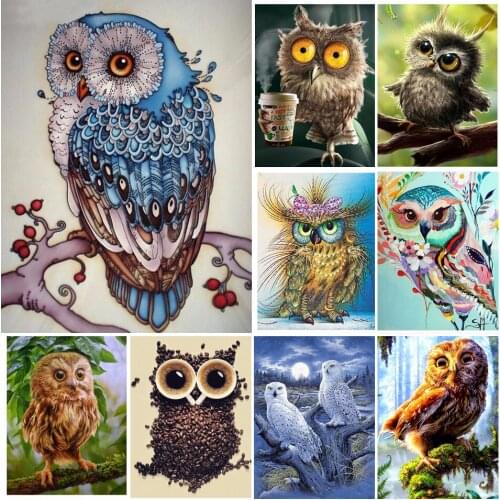 5D DIY Diamond Painting Full Square Owl Cross Stitch Kits Diamond Embroidery Animal Picture of Rhinestones Decor Diamond Mosaic