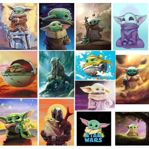 5D DIY Diamond Painting Full Round Disney Cartoon Mickey Yoda Mosaic Painting Embroidery Cross Stitch Kits Home Deco Child Gift