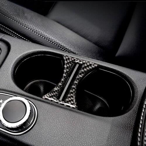 Car Water Cup Holder Decals Decoration For Mercedes Benz CLA C117 GLA X156 A W176 2013-18 Carbon Fiber Auto Accessories