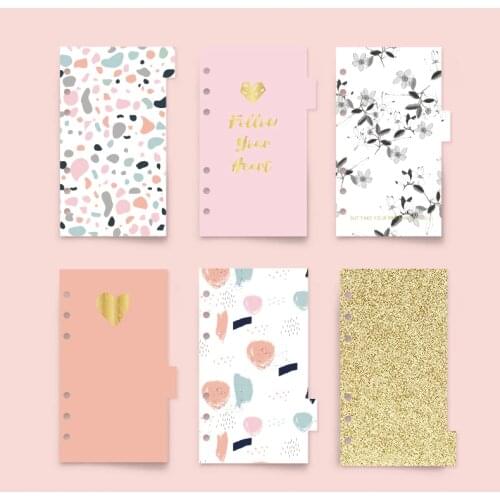 6pcs Never Pink Series Spiral Notebook Index Pages Cute A6 Planner Dividers for Lovedoki Dokibook Diary Inside Refill Stationery