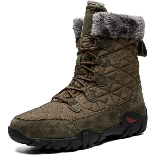 Mountain Trekking Boots Outdoor Winter Collision Avoidance Warm Hiking Shoes Non Slip Snow Waterproof Sneaker Natural Leather