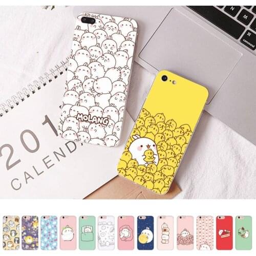 FHNBLJ Kawaii Molang Cartoon Anime cat Phone Case for iPhone 11 12 pro XS MAX 8 7 6 6S Plus X 5S SE 2020 XR case