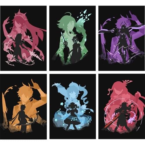 WTQ Canvas Painting Game Poster Genshin Impact Wall Decor Poster Retro Poster Wall Art Picture Room Decor Home Decor