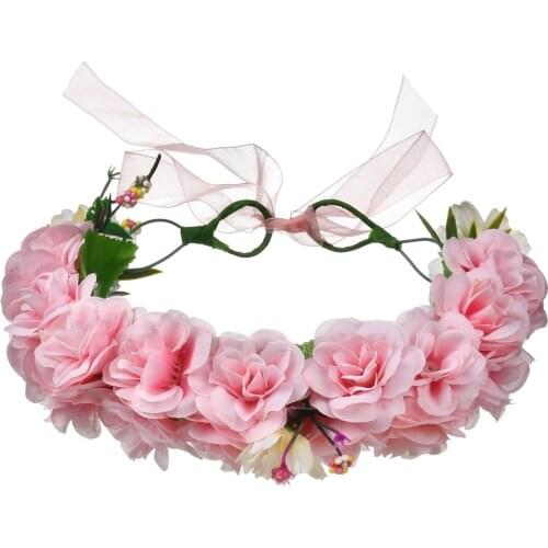 Simulation Daisy Rose Flower Crown Head Wreath Bride Seaside Holiday Hairband Hair Band Headdress Romantic Bride Wedding Garland