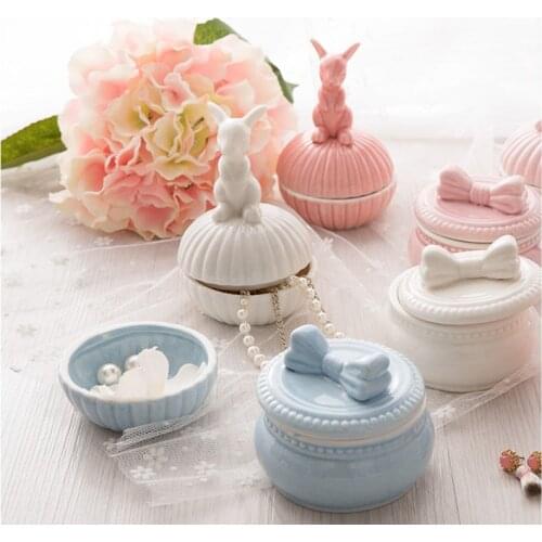 Ceramic Can Wedding candy box jewelry box creative Bow tie wedding Storage products wedding supplies Bow Knot