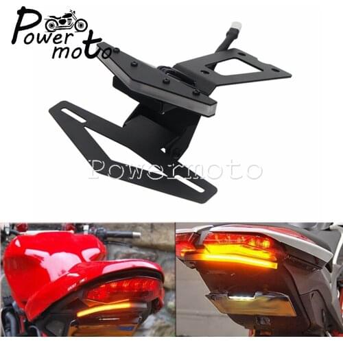 LED Motorcycle Black CNC Rear License Plate Mount Holder Turn Signal Light Frame For Ducati Hypermotard 950 / SP 2019-Present