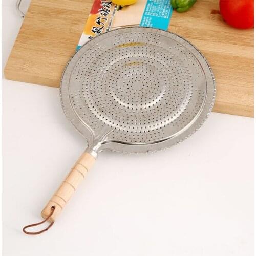 Round Heat Diffuser with Wooden Handle Coffee Milk Cookware Metal Simmer Ring Kitchen Tool