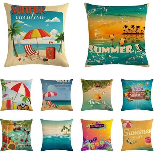 LOVE Summer Beach Palm Tree Jungle Flower Thin Linen Cotton Pillow Covers 45X45cm Bedroom Decoration Pillow Cushion Covers ZY997