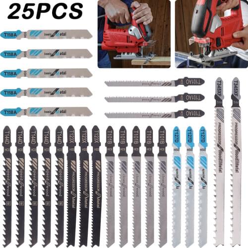 10-60pcs/set Saw Blades T-Shank Jigsaw Blades Assorted Blades for Wood Plastic Metal Cutting Saw Blades Made with HCS/HSS/BIM