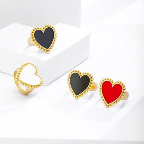 Lost Ladys New Style Hot-Selling Creative Ring Fashion Trend Drop Heart-Shaped Ring Gold-Plated Alloy Multi-Color Jewelry