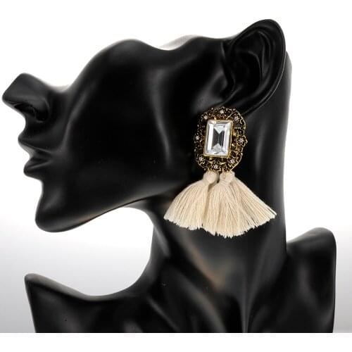 MEILIYISHI New Fashion Crystal Jewelry Vintage Tassel Statement Bib Stud Earrings For Women Jewelry Gift Hot Sale