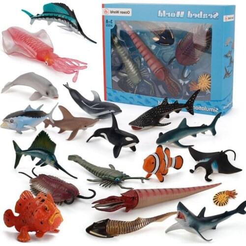 NEW Simulation Marine Animals Model Girls Boys Toys Manta Ray Shark Sailfish Clownfish Ornaments Kids Toy Cognitive Education
