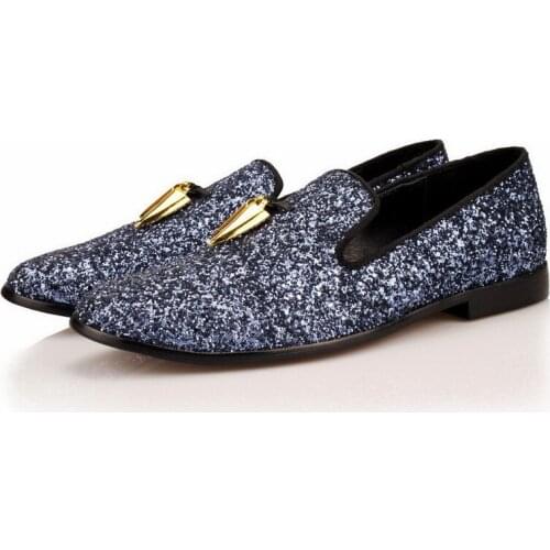 Prom shoes HOT Deep blue sequins decoration comfortable fashion US 5-12 Mens flannelette wedding career work party dance shoes