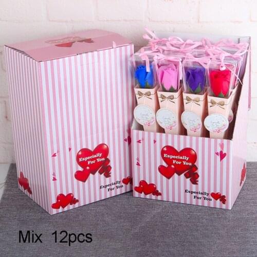 12PCS Handmade Roses Soap Fower Valentines Gifts Romantic Birthday party Wedding Favors Decoration Confession Gift