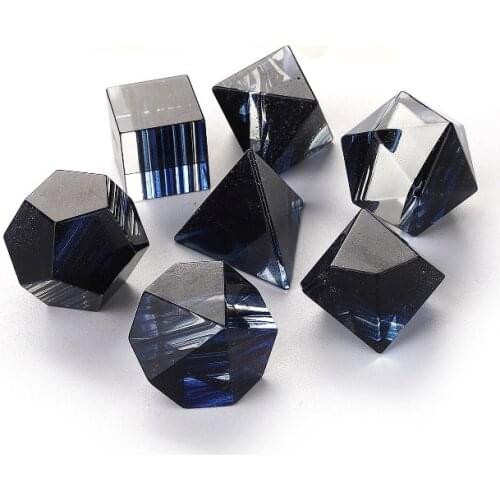 Blue silk glass digital creative polyhedron dice set 7-piece running group board game dice constellation dice set