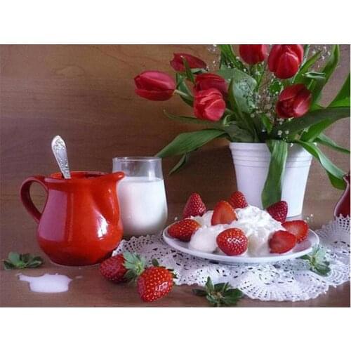 Fruit Strawberry DIY Cross Stitch Embroidery 11CT Kits Craft Needlework Set Cotton Thread Printed Canvas Home Sale