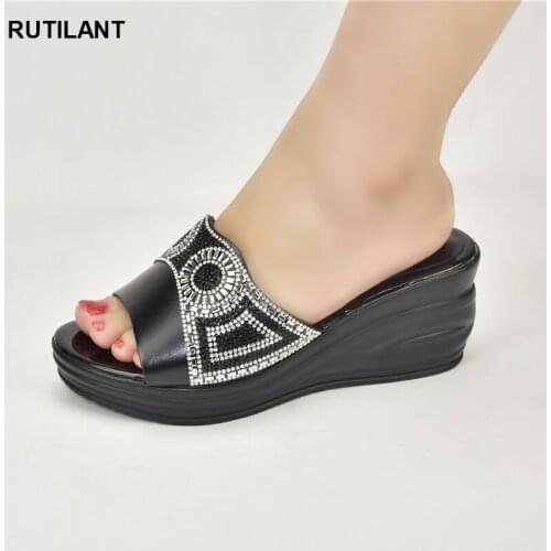New arrival womens shoes African womens shoes decorated with rhinestones Low-heeled Italian party high-heeled shoes