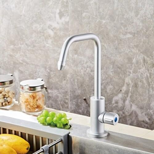 New single cold water faucet free shinpping space aluminum rotating kitchen single handle single hole water deck mounted