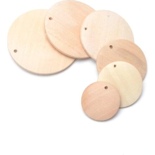 Nature Wood Chips Charms Round Wooden Pendants For Drop Earrings Jewelry Making DIY Decorative Pendant Pick Size 25-50mm