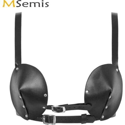 Women Wetlook PU Leather Bra Belt Sexy Harness Latex Lingerie Adjustable Shoulder Straps Bralette Rivets Decor Punk Bra Bustier