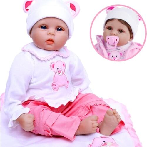 Realistic Reborn Doll 55 Cm Silicone Vinyl Soft Cloth Body Open Eyes Toddlers Anatomically Correct Holiday Gift Kid Toy
