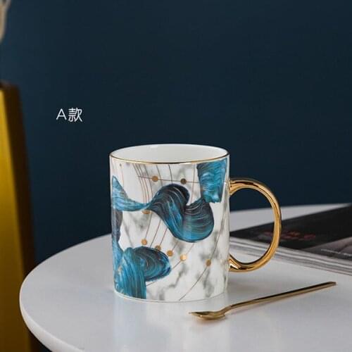 Luxury Noble Design Mosaic Coffee Mugs Nordic Ins Hot Gold Painting Ceramic Water Cups 350ml