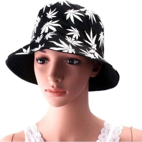 Women Men Couple Cotton Fishing Hat Hip Hop Cap Maple Leaf Panama Bucket Hat Sun Flat Top Fisherman Hats Caps Boonie Gift