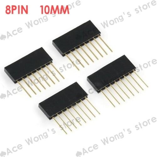 100PCS 2.54MM 8Pin 10MM Long Needle Female Pin Header Strip Stackable Header