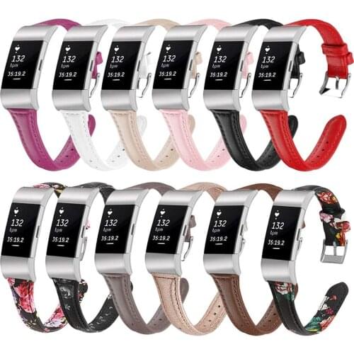EiEuuk Leather Slim Genuine Leather Wristband Strap Replacement for Fitbit Charge 4 3 SE