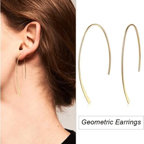 Stylish Geometric Hoop Earrings for Womens Girls Stainless Steel Minimalist Elegant Earings