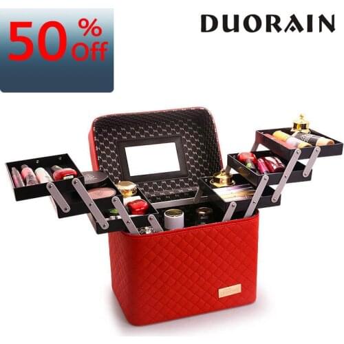 Makeup bag portable bag double layer large fashion printing large capacity makeup box handheld professional makeup bag girl