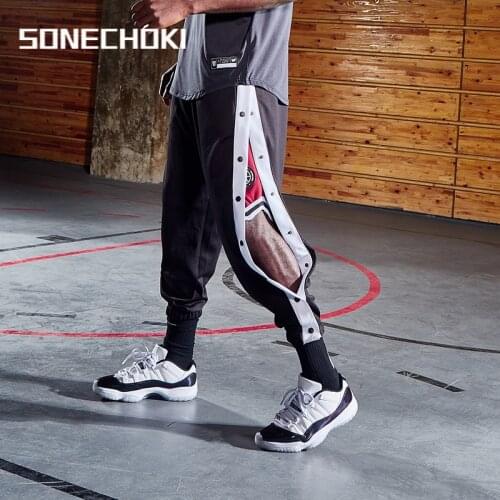 VANSYDICAL Basketball Sport Pants Men Joggers Training Gym Fitness Double-breasted Pants Loose Running Workout Long Trouser Male