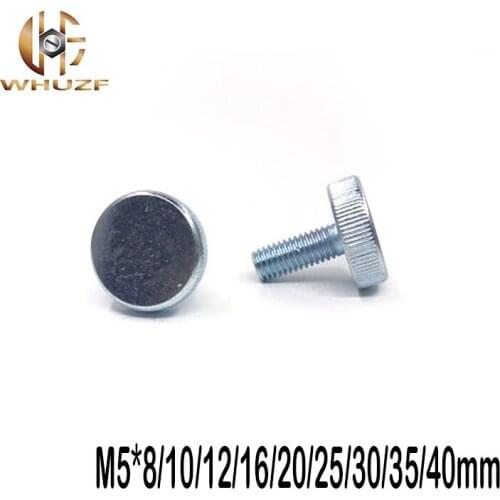 10Pcs DIN653 GB835 M5*8/10/12/16/20/25/30/35/40mm Knurling Flat Head Knurled Thumb Screw Hand Tighten Computer Screws