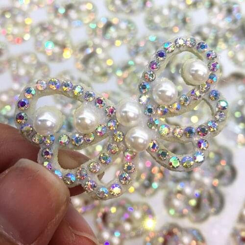 High quality fashion hot diamond pearl rhinestone non-woven fabric bowknot cloth stickers hairpin clothing accessories