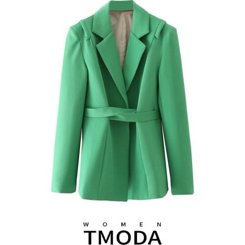 TMODA2045 Za Women 2021 Fall Autumn Fashion Green Blazer Coat With Slash Office Ladies Long Sleeve Elegant Work Chic Tops Female