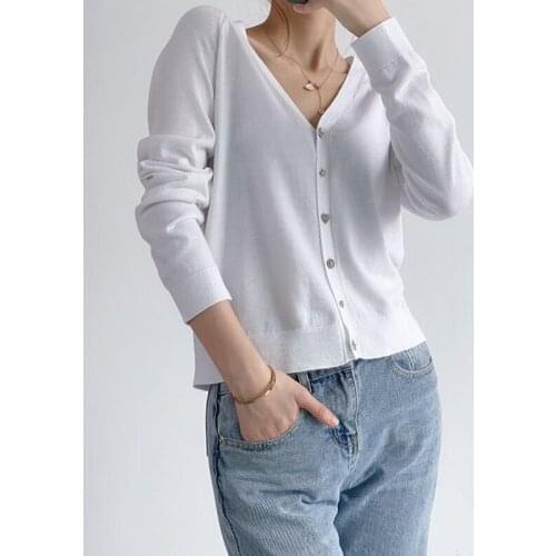 Women V-neck Cardigan Knitwear Diamond Buttons Long Sleeve Single Breasted 2021 Autumn Ladies Sweater Top