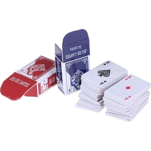 1set 1:12 Mini Poker Playing Cards Style Random Funny Models Poler Cute Miniature Doll Toys Decorative Dollhouse Accessories