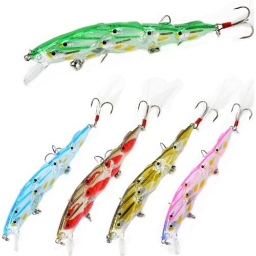 1pcs/lot Minnow Fishing Hard Bait 11.5cm 15.6g Fishing Lure 4# Hooks Crankabait 5 Colors perch bass Wobbler Feather Hook