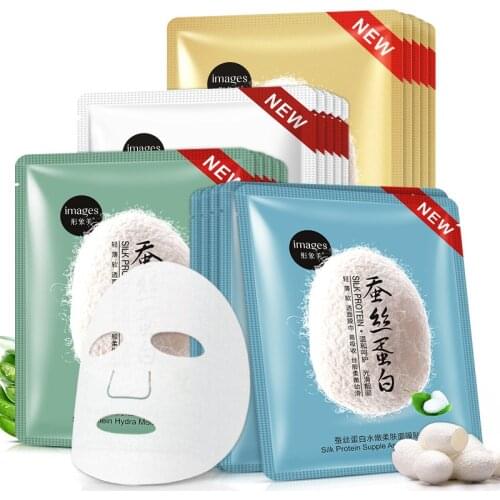 10PCS Silk Protein Mask Deep Moisturizing Oil Control Shrink Pores Whitening Anti-Aging Pigmentation Corrector Whole Face